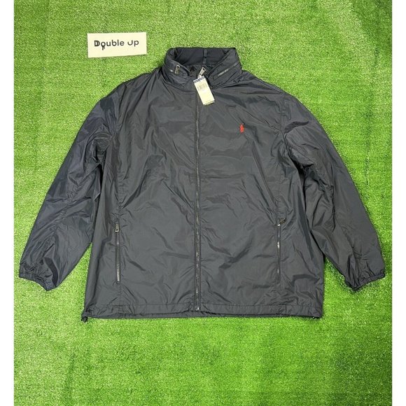 Polo Ralph Lauren Men Navy Blue Nylon Hooded Windbreaker Jacket Size 3xb NWT
